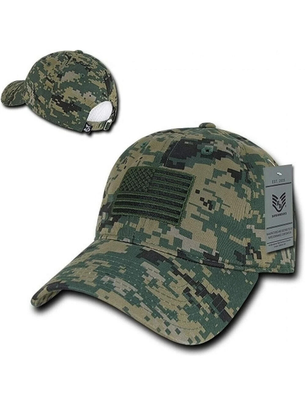 US USA American Flag Patch Woodland Digi Camo Cap Dad Hat Rapid Dominance New